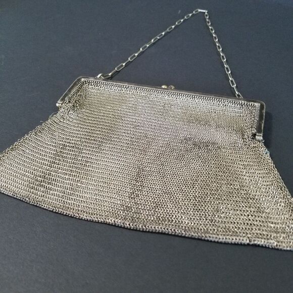 Vintage German Silver Soldered Mesh Evening Hand Bag - Picture 4 of 15